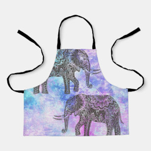 Tablier Pink Aqua Black Elephant Bright Tribal
