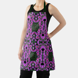 Tablier Pink Autumn Aster Flowers Abstrait Art Motif