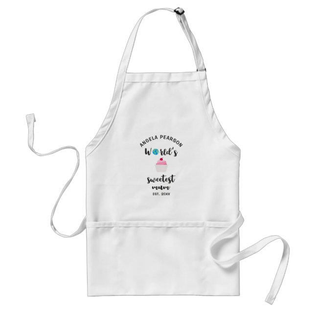 Tablier Pink Cupcake World's Sweetest Mum quote pour Her (Devant)