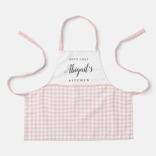 Tablier Pink en vichy vérifier la cuisine personnalisée po (Recto)