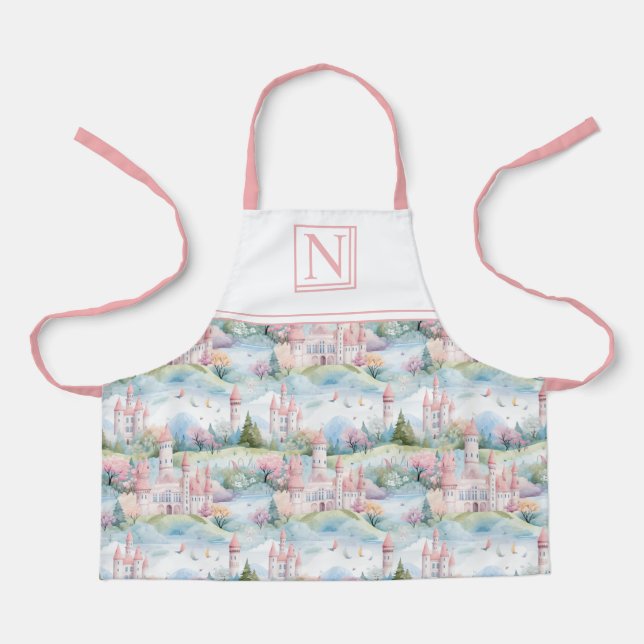 Tablier Pink Enchanting Castle Landscape - Customized (Recto)