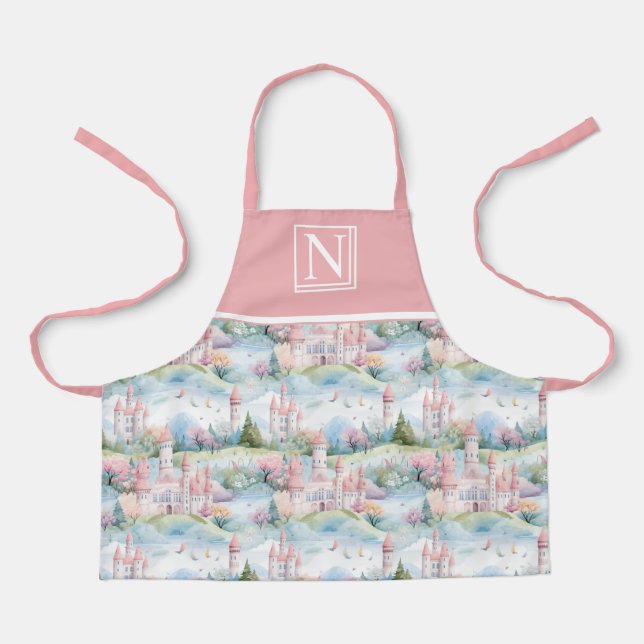 Tablier Pink Enchanting Castle Landscape - Customized (Recto)