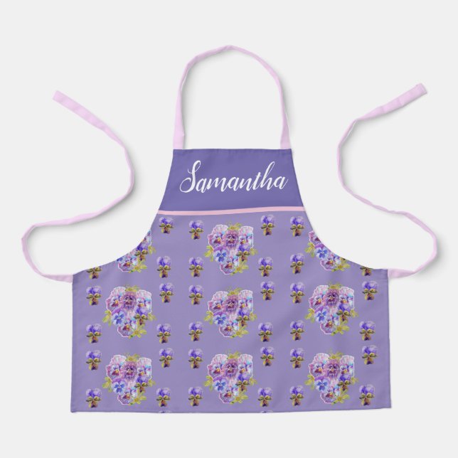 Tablier Pink Floral Shabby Pansy Viola Viola Filles (Recto)
