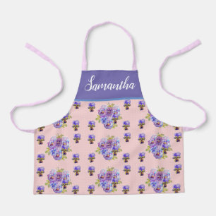 Tablier Pink Floral Shabby Pink Dot Pansy Viola Filles