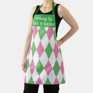 Tablier Pink & Green Jacquard Golf Apron - Texte personnal
