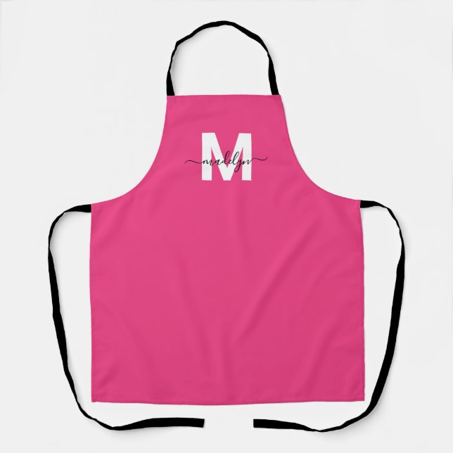 Tablier Pink Modern Minimalist Elegant Monogram (Recto)