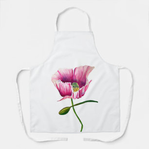 Tablier Pink pavot aquarelle de fleurs art