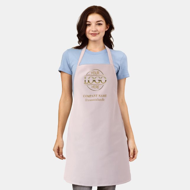 Tablier Pink Personalized Apron with Logo Custom Uniform (Porté)