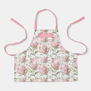 Tablier Pink Proteas Floral Apron personnalisé pour les en