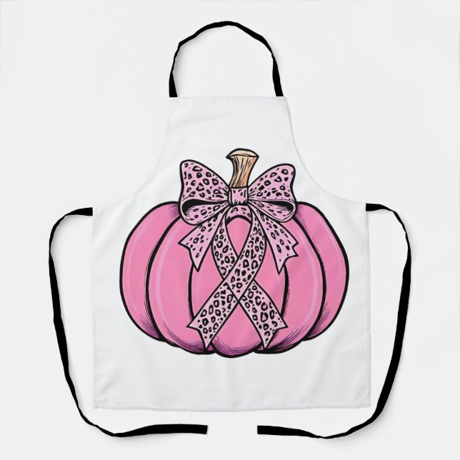 Tablier Pink Ribbon Citrouille Face Halloween Cancer du se (Recto)