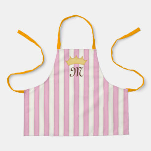 Tablier Pink Victorian Stripes Crowé Monogramme Princesse