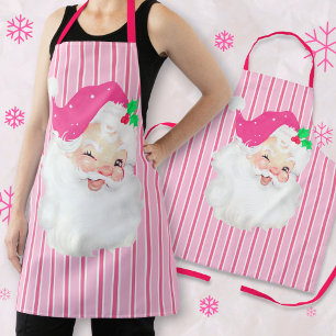 Tablier Pink Vintage Père Noël Wink Retro Noël Apron