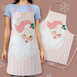 Tablier Pink Vintage rose vif Père Noël Christmas Apron