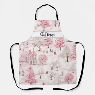 Tablier Pink Winterscape Snowland Wonderland Noël Nana