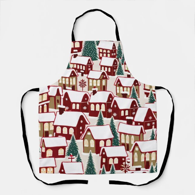 Tablier Pique-nique de Noël village de Noël (Recto)