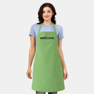 Tablier pistache personnalisée vert nom texte monogramme 