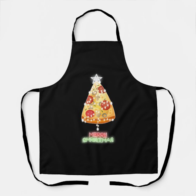 Tablier Pizza Christmas Tree Lumières Jeu de Noël (Recto)