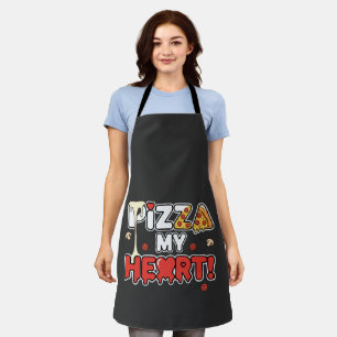 Tablier Pizza Mignonne Mon Cœur Blague de Foodie pour Pizz