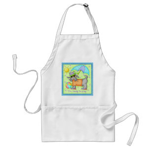 Tablier Plage Chien Whimsy Art Vert bleu
