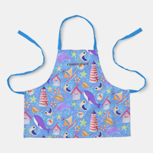 Tablier Plages amusantes Bleu Apron