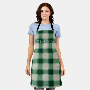 Tablier Plaid à la crème verte
