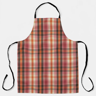 Tablier Plaid Brown rose orange crème