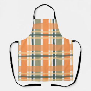 Tablier plaid de clan écossais orange vert à carreaux