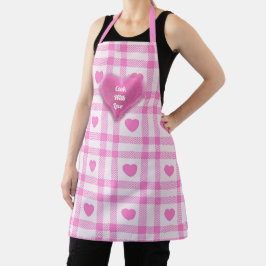 Tablier Plaid Modern Pink Heart Collection