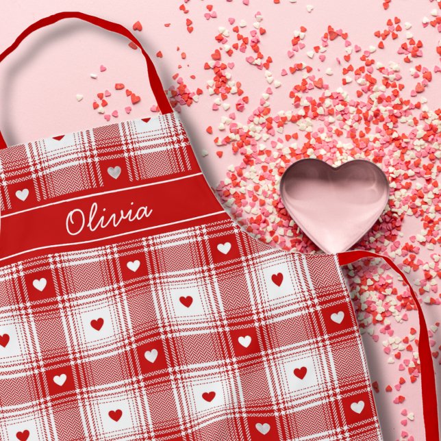 Tablier Plaid Rustique avec Saint-Valentin coeurs (Créateur téléchargé)