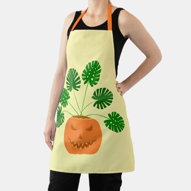 Tablier Plante Halloween Monstera en Citrouille (Insitu)