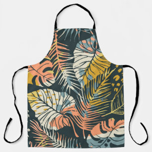 Tablier Plantes tropicaux : motif artistique abstrait.
