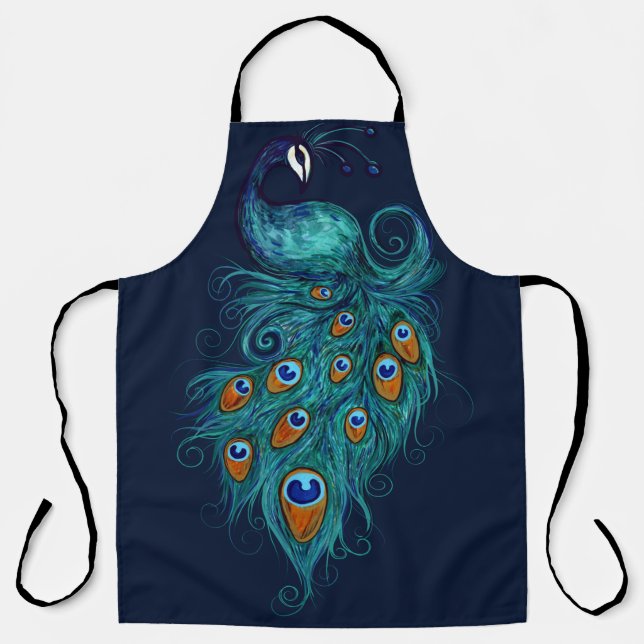 Tablier Plumes de paon Peacocks Turquoises (Recto)