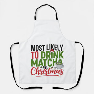Tablier Plus susceptible de boire du matcha à Noël Café