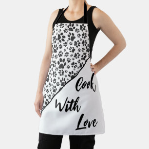Tablier Poches de chien noir et blanc Polka Dot Apron