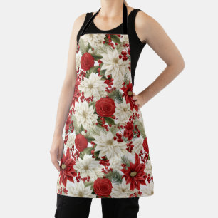 Tablier Poinsettia de Noël – Création florale de fêtes