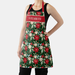 Tablier Poinsettias Noël Floral Personnalisé Personnalisé