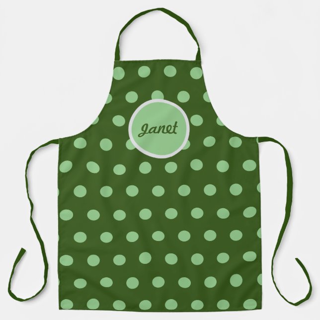 Tablier Pointe Polka personnalisé (Hunter Green &  (Recto)