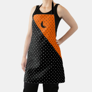 Tablier Points noirs et orange Halloween