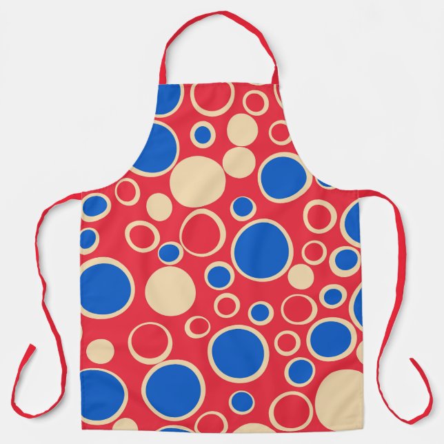 Tablier Points Rouges Et Bleus Sur Rouge  (Recto)
