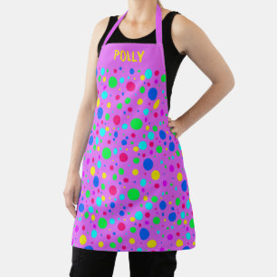Tablier Pois arc-en-ciel sur couleur rose