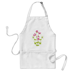 Tablier Pois doux d'aquarelle originale, fleur de jardin