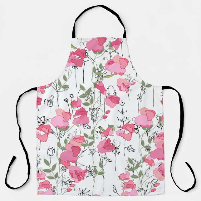 Tablier Pois doux : Texture Florale d'été. (Recto)