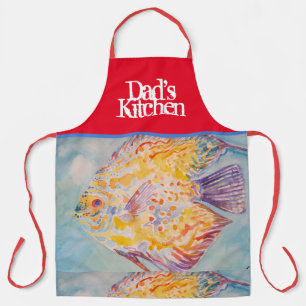 Tablier Poisson coloré Aquarelle Bleu Dads Cuisine Apron
