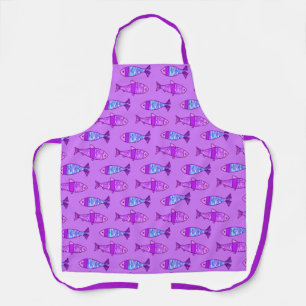 Tablier Poisson Rétro Moderne, Violet et Pourpre d'Améthys