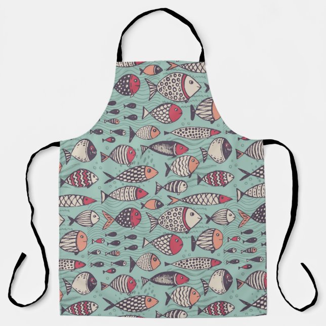 Tablier Poissons amusants : motif sans couture dessiné à l (Recto)