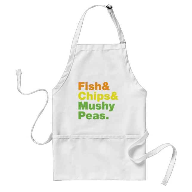 Tablier Poissons et frites et pois détrempés (Devant)