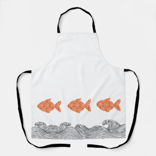Tablier Poissons et vagues côtiers