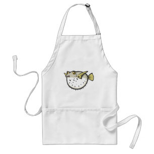 Tablier Poissons sérieux de décolleur en noir et blanc