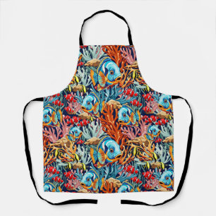 Tablier Poissons Tropicaux Couleurs Vives Ambiance Été