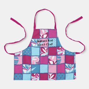 Tablier Pokii Hawaiian Floral et Patchwork Dot rose